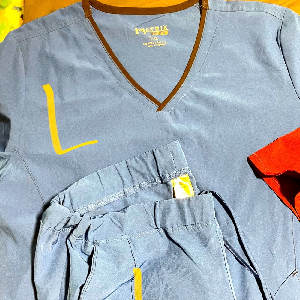 Scrubs tops and bottoms